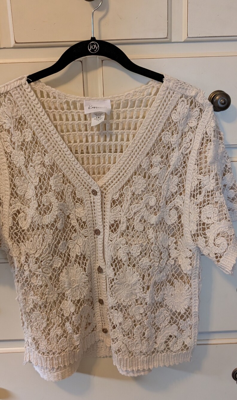 Short Sleeve Cardigan By Kori America. Size XL